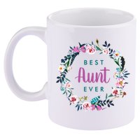 Boho Floral Wreath Best Aunt Ever 11oz C Handle Ceramic Mug