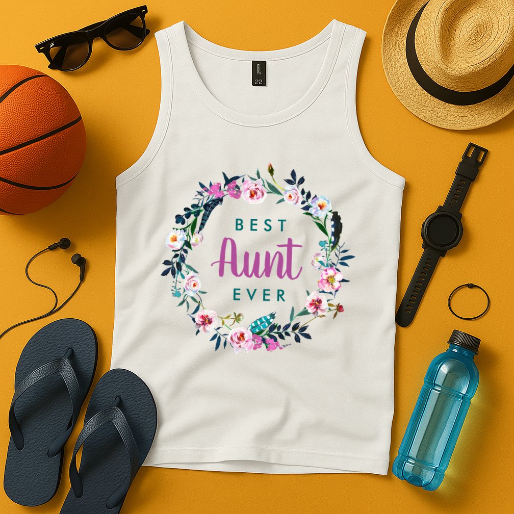 Boho Floral Wreath Best Aunt Ever Tank Top