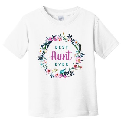 Boho Floral Wreath Best Aunt Ever Toddler T-Shirt