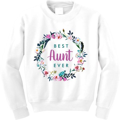 Boho Floral Wreath Best Aunt Ever Kids Sweatshirt