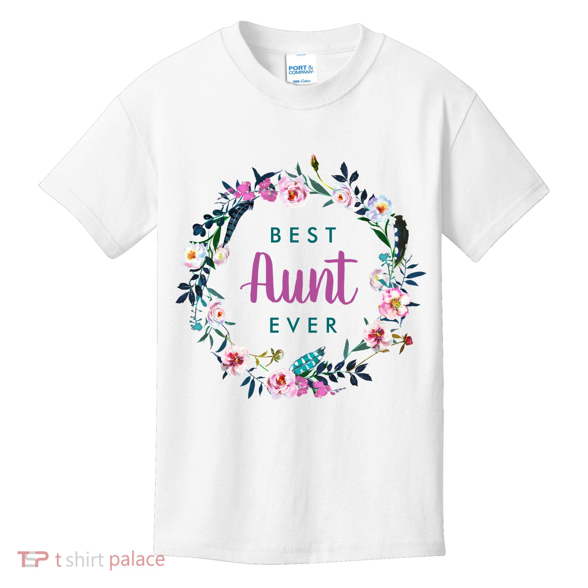 Boho Floral Wreath Best Aunt Ever Kids T-Shirt