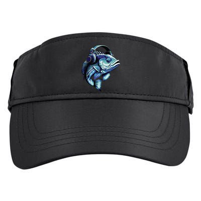 Bass Fish Wearing Headphones Adult Drive Performance Visor