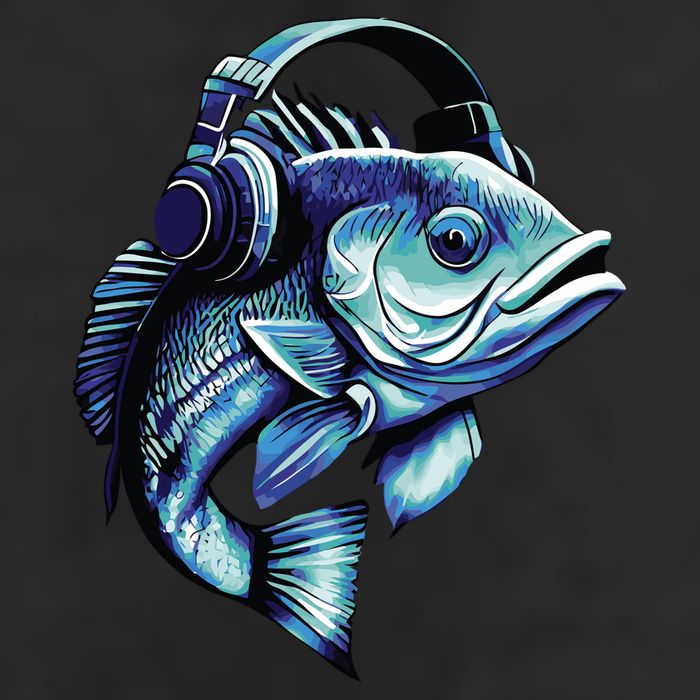 Bass Fish Wearing Headphones 11oz C Handle Ceramic Mug