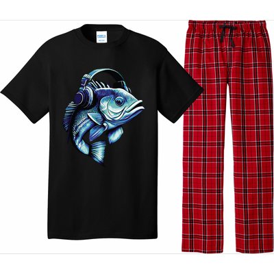 Bass Fish Wearing Headphones Pajama Set