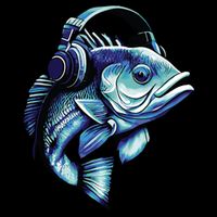 Bass Fish Wearing Headphones Flatbill Hat