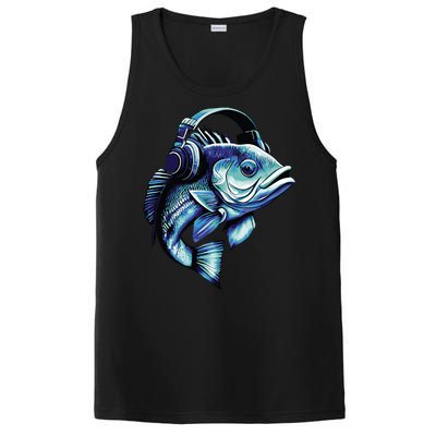 Bass Fish Wearing Headphones PosiCharge Competitor Tank