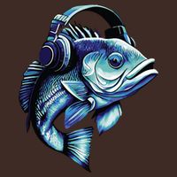 Bass Fish Wearing Headphones Cooling Performance Crew T-Shirt