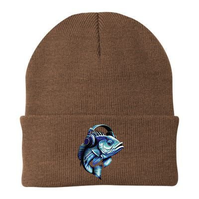 Bass Fish Wearing Headphones Beanie