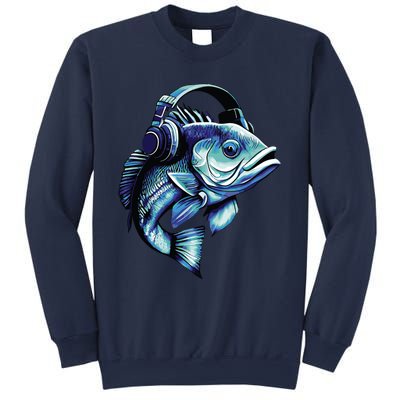 Bass Fish Wearing Headphones Sweatshirt