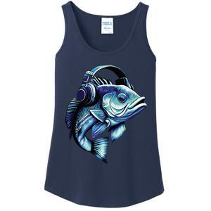 Bass Fish Wearing Headphones Ladies Essential Tank