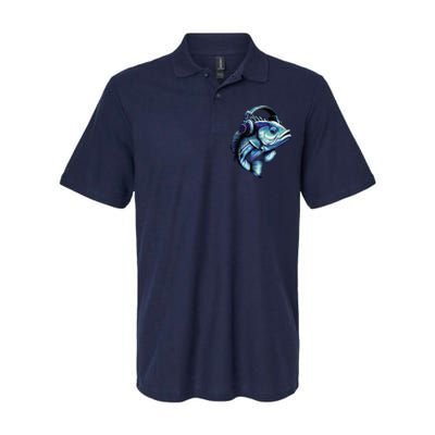 Bass Fish Wearing Headphones Softstyle Adult Sport Polo