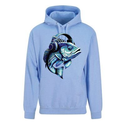 Bass Fish Wearing Headphones Unisex Surf Hoodie