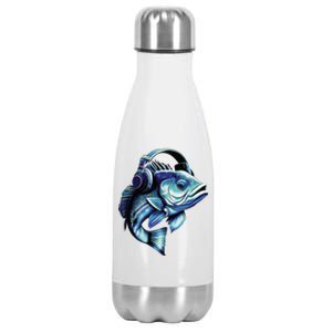 Bass Fish Wearing Headphones Stainless Steel Insulated Water Bottle