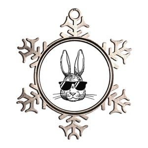 Bunny Face With Sunglasses Easter Day Gifts Metallic Star Ornament