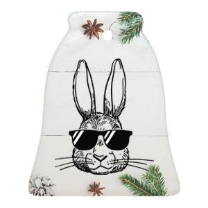 Bunny Face With Sunglasses Easter Day Gifts Ceramic Bell Ornament