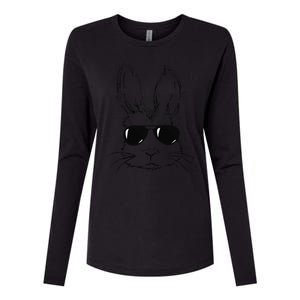 Bunny Face With Sunglasses Easter Day Womens Cotton Relaxed Long Sleeve T-Shirt