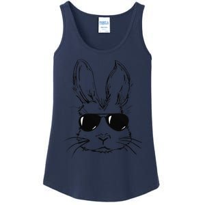 Bunny Face With Sunglasses Easter Day Ladies Essential Tank