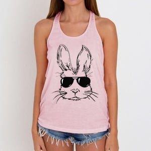 Bunny Face With Sunglasses Easter Day Women's Knotted Racerback Tank