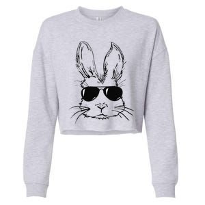 Bunny Face With Sunglasses Easter Day Cropped Pullover Crew