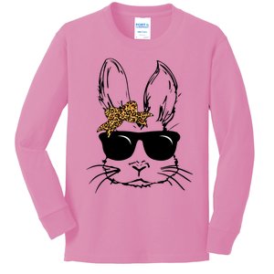 Bunny Face With Sunglasses Easter Day Gift Kids Long Sleeve Shirt