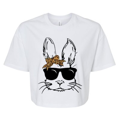 Bunny Face With Sunglasses Easter Day Gift Bella+Canvas Jersey Crop Tee