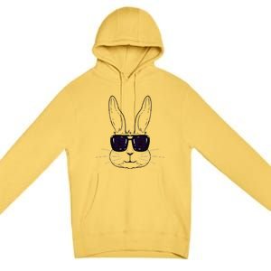 Bunny Face With Sunglasses Easter Day For Premium Pullover Hoodie