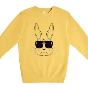 Bunny Face With Sunglasses Easter Day For Premium Crewneck Sweatshirt