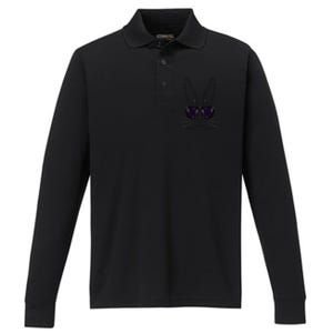 Bunny Face With Sunglasses Easter Day For Performance Long Sleeve Polo