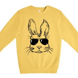 Bunny Face With Sunglasses For Men Easter Day Premium Crewneck Sweatshirt