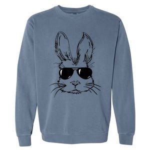 Bunny Face With Sunglasses For Men Easter Day Garment-Dyed Sweatshirt