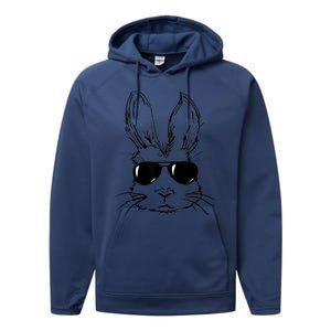 Bunny Face With Sunglasses For Men Easter Day Performance Fleece Hoodie