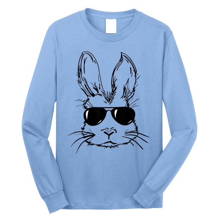 Bunny Face With Sunglasses For Men Easter Day Long Sleeve Shirt