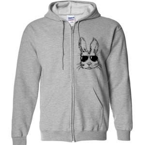 Bunny Face With Sunglasses For Men Easter Day Full Zip Hoodie