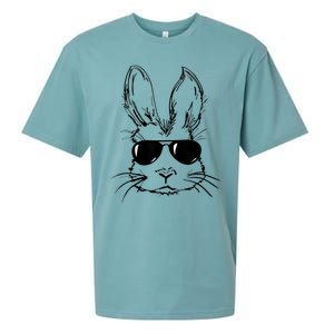 Bunny Face With Sunglasses For Men Easter Day Sueded Cloud Jersey T-Shirt