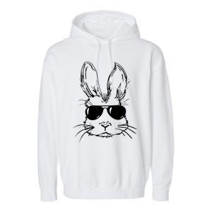 Bunny Face With Sunglasses For Men Easter Day Garment-Dyed Fleece Hoodie