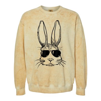 Bunny Face With Sunglasses For Boy  Kid Easter Day Colorblast Crewneck Sweatshirt