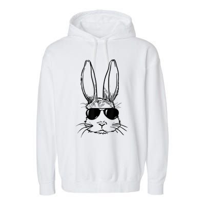 Bunny Face With Sunglasses For Boy  Kid Easter Day Garment-Dyed Fleece Hoodie