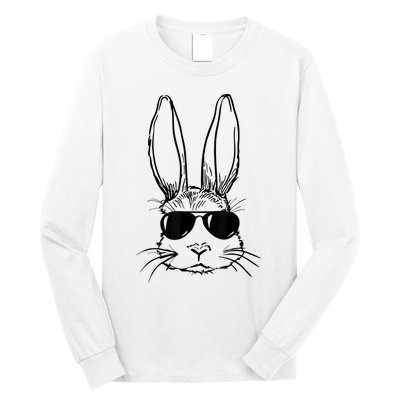 Bunny Face With Sunglasses For Boy  Kid Easter Day Long Sleeve Shirt