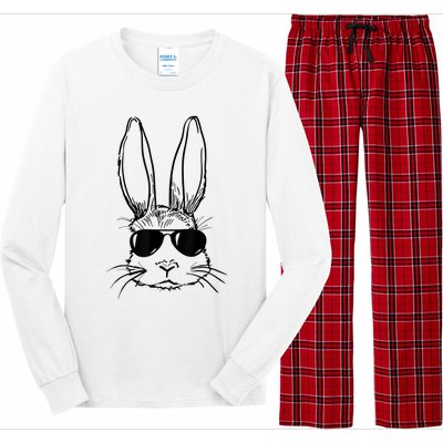 Bunny Face With Sunglasses For Boy  Kid Easter Day Long Sleeve Pajama Set