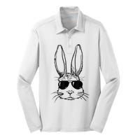 Bunny Face With Sunglasses For Boy  Kid Easter Day Silk Touch Performance Long Sleeve Polo