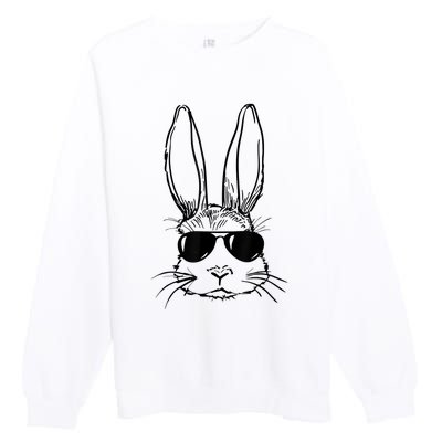 Bunny Face With Sunglasses For Boy  Kid Easter Day Premium Crewneck Sweatshirt