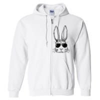 Bunny Face With Sunglasses For Boy  Kid Easter Day Full Zip Hoodie