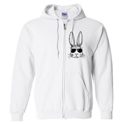 Bunny Face With Sunglasses For Boy  Kid Easter Day Full Zip Hoodie