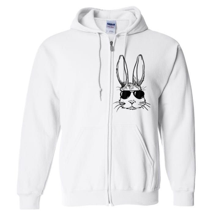 Bunny Face With Sunglasses For Boy  Kid Easter Day Full Zip Hoodie