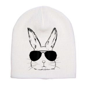 Bunny Face With Sunglasses Easter Day For Boy  Kid Short Acrylic Beanie