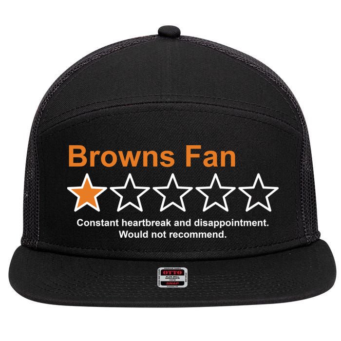 Browns Fan Would Not Recommend 1 Star Funny 7 Panel Mesh Trucker Snapback Hat