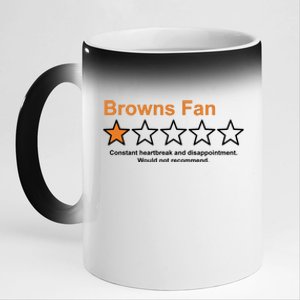 Browns Fan Would Not Recommend 1 Star Funny 11oz Black Color Changing Mug