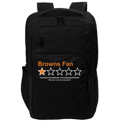 Browns Fan Would Not Recommend 1 Star Funny Impact Tech Backpack