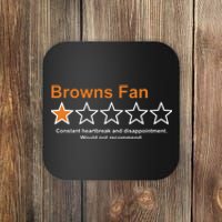 Browns Fan Would Not Recommend 1 Star Funny Coaster