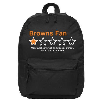 Browns Fan Would Not Recommend 1 Star Funny 16 in Basic Backpack